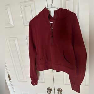 Lululemon Red Merlot Oversized Half Zip Scuba Hoodie